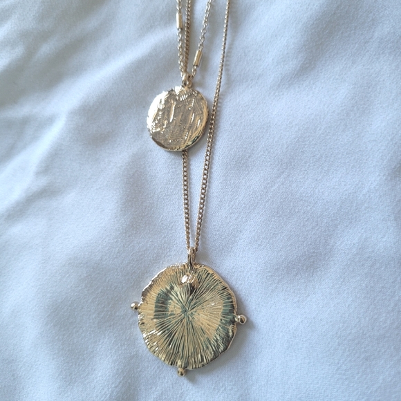 Gold plated two chain necklace - Picture 3 of 5